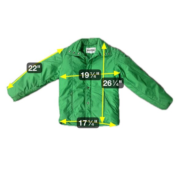 Vintage Green Puffer Coat Down Jacket 1970s Sunshine Tarp Unisex Taiwan X-Small - Picture 4 of 11